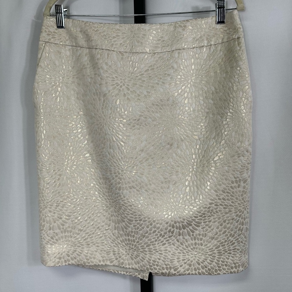 White Skirt with Champagne Gold Thread Embroidered Pattern Size 10